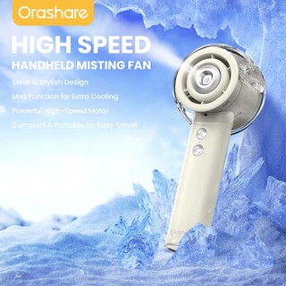 Orashare HFM01 Handheld Mist Fan 4000mAh Rechargeable Portable Fan 4 Speed Strong Wind Spray Fan