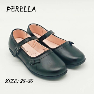 PERELLA Leather Ribbon Black shoes For Girls School Shoes Size 26-36 (With Box)