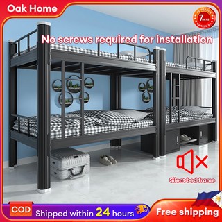 Double Decker Bed Metal Bunk Bed Frame Heavy Duty Iron Bed Frame With Stairs Extra Thicken Loft Bed