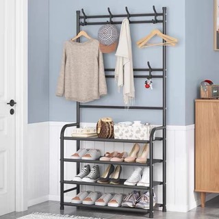 ✅100% AMZ Multifunctional Shoe Rack Organizer Simple Floor Coat Rack Shoe Hat Rack 4 Layer