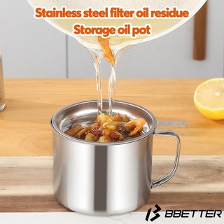 Stainless steel oil filter storage tank oil pot household kitchen filter high temperature resistant