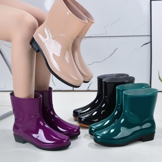 Rain Boots Shoes For Women Waterproof Outdoor Thick Sole Non-Slip Fashion Mid-cut Water Shoes