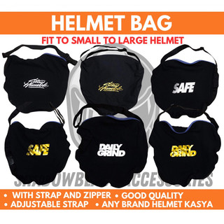 (SMALL TO LARGE HELMET) NEW DESIGN HELMET BAG STAY HUMBLE, SAFE, DAILYGRIND ADJUSTABLE STRAP
