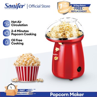 Sonifer Home Electric Corn Popcorn Maker Machine Oil Free Popcorn Maker Healthy Snacks Red