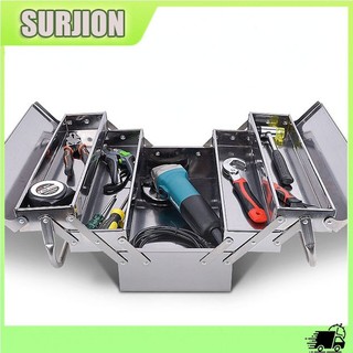 3-layer stainless steel toolbox Storage box Multi-layer folding box Car storage screw box