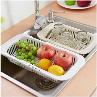 Kitchen Retractable Sink Strainer Drain Vegetable Fruit Drainer Basket Space Saving Washing Basket