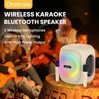 Orashare BSH03 40W Karaoke Bluetooth Speaker With Dual Wireless Mics Big Sound Party Speaker RGB