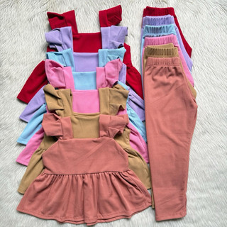 Kids Plain Ruffle Peplum Leggings Terno for Girls 1-7yo S M L