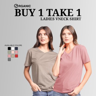 Organic Buy 1 Take 1 Ladies V neck tshirt for woman Plain Trendy tops  Korean top for woman