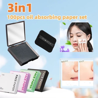 Facial Oil Absorbing Paper With Mirrow Makeup Puff Oil Control  Makeup Tool Face Oil Blotting Paper