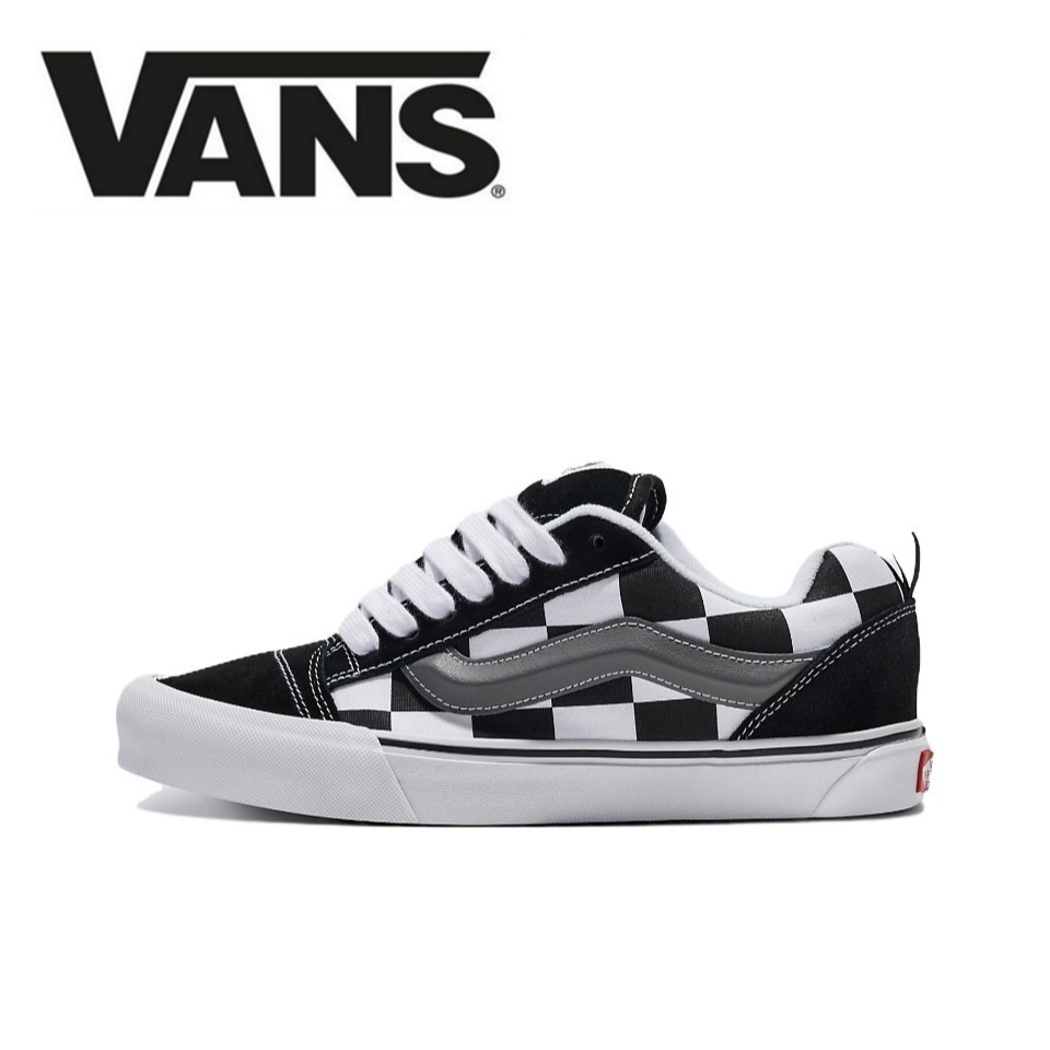 【100%Original】Vans Knu Skool Sneakers Low Top Black White Unisex VN0009QCCJJ