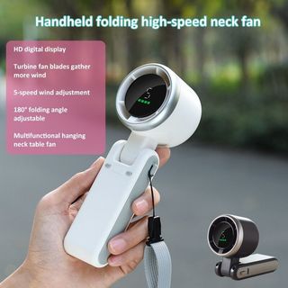 N607 GF06 USB Rechargeable Foldable Easy to Carry Hand-held Fan with LED Display Turbo Fan