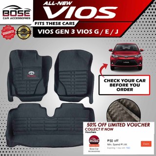 TPE / 5D Diamond Deep Dish Matting for Toyota Vios 3 / Yaris 2014 - 2020 Deepdish Car Floor Matting