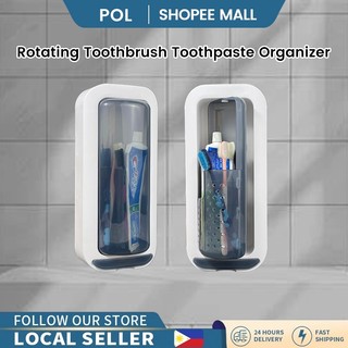 Rotating toothbrush and toothpaste storage rack Bathroom storage rack Storage Drainer Kitchen Rack1.