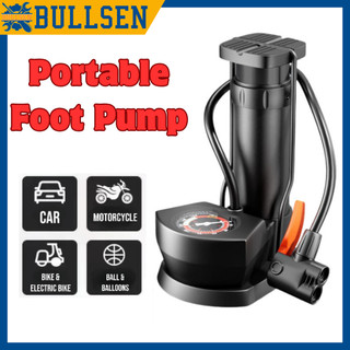 Portable High-Pressure Foot Pump with Pressure Gauge Tire Air Pump for Car Bike Motorcycle E bike