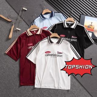 American retro embroidery loose short-sleeved men's polo shirt racing polo shirt unisex na damit
