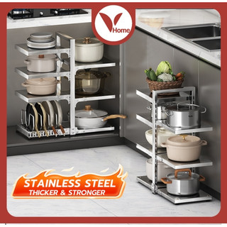 Vhome Kitchen Rack Kitchen Pan Organizer Pot Rack Adjustable Countertop Stainless Steel Rack
