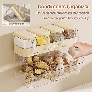 Wall Mounted Condiments Organizer Rack Salt & Spice Spice Organiser Kitchen Spice Storage
