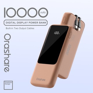 Orashare OH10 Powerbank 10000mAh With Built in Dual Cable Slim and Portable Fast Charging 3 Output