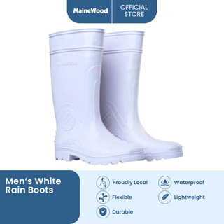 MaineWood Men's White Waterproof Rain Boots