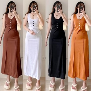 【lgoh.ph】Trixie Classy terno Coordinates Frenchy top with long skirt womenswear 1724