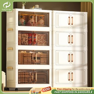 TT Foldable Cabinet for Clothes Organizer Durabox Storage Plastic Wardrobe with Universal Wheels