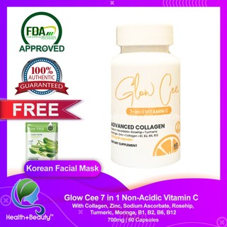 Glow Cee 7 in 1 Vitamin C with Collagen Zinc Sodium Ascorbate Rosehip Extract 30 and 60 capsules FDA