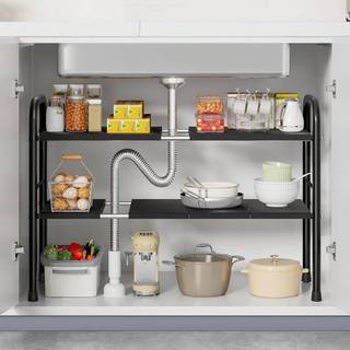 Under Sink Rack Kitchen Organizer Rack Expandable Storage Rack With Removable Panels For Pan & Pot