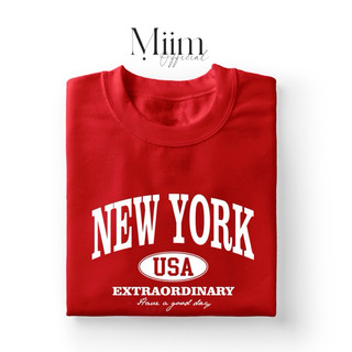New York USA Graphic T-shirt For Women Red Casual Crew Neck Unisex Tops