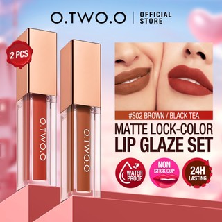 O.TWO.O Lip Tint Set 2pcs Matte Lock-Color Waterproof Long Lasting 24H Matte Makeup