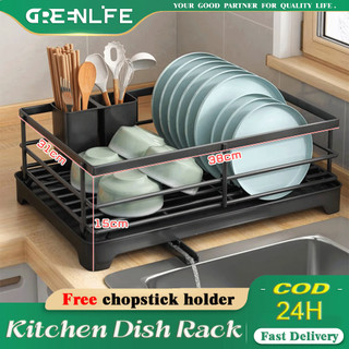 Dish Rack with Drip Plate Rotatable Drain Rack Stainless Dish Drainer Organizer for Kitchen COD