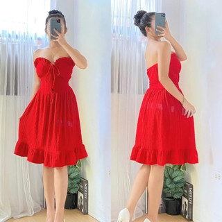 PAUBOS SALE!! PADDED! DBS IRIS Dress Bark Crepe Fabric SMALL TO LARGE Casual Sexy Trendy Cute Korean
