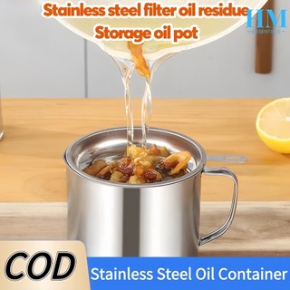 304 Stainless Steel Oil Container Household Oil Strainer Container with Strainer