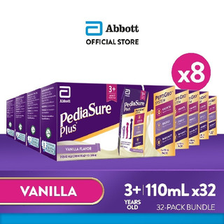 Pediasure Plus 3+ Vanilla 110ml x32 for Kids Above 3 Years Old Ready to Drink (110ml x4 Bundle of 8)