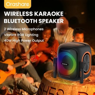 Orashare BSH03 40W Karaoke Bluetooth Speaker Dual Mics LED Light Wireless Portable Party Speaker