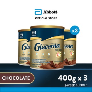 Glucerna Chocolate 400g Bundle of 3 for Diabetic Nutrition Powder Milk Drink (1.2kg)