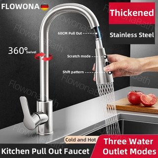 Stainless Steel Kitchen Faucet for Sink – Pull Out Lababo Tap with Hose, 3 Modes Spray Sink Faucet