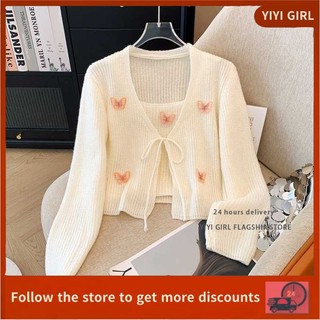 Knitted Cardigan Casual Long Sleeve Knitted Tops Women's Two-piece Set