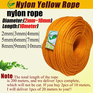 Length 10meters Diameter 2-10MM Nylon Rope Panali Lubid Polyethylene Rope Tali Twisted Rope