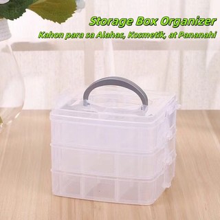 Transparent Plastic Storage Box Organizer with Cover Handle for Jewelry Make Up Sewing Kit Box 1pc