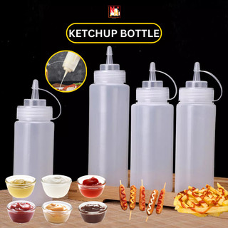 240/400/1000ml Plastic Squeeze Bottles Condiment Dispenser Ketchup Mustard Sauce Bottle With Lid