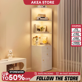 【Ship Today】Triangle Corner Storage Cabinet With Open Shelf Large Capacity Storage Rack Living Room