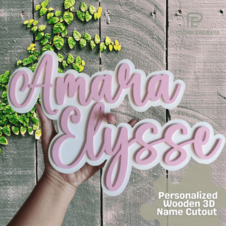 Personalized Wooden 3D Name Cutout Hanging Wood Letter Custom Laser-Cut Sign Wall Art Decor Cursive