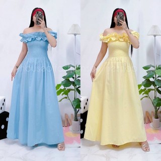 THALIA 2WAY SMOCKING LINEN MAXI DRESS BY:HOUSEOFFASHIONS