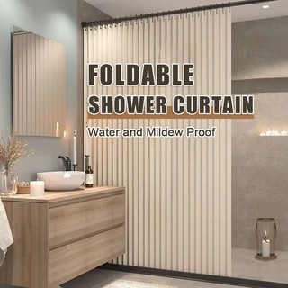【Simple Style】Korean Bathroom Shower Curtain Water Mildew Proof Washable Cloth with Magnetic Buckle