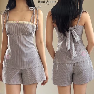 BSD Best Seller Michaela (XS-XL) Lace Self-Tie Top and Shorts With One sided pocket Terno Set