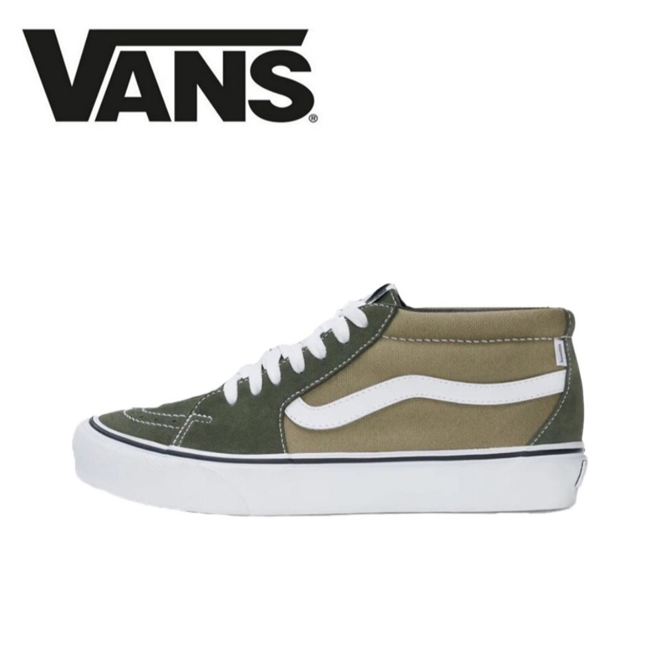 【100%Original】Vans SK8 Vault LX Sneakers Mid Top Canvas Women&Men Army Green VN0A7TNH2D5