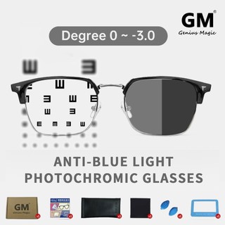 Genius Magic 0-300 Nearsighted Photochromic Glasses Anti-blue Eyeglasses Fashion Style