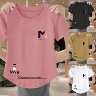 Blouse for Women Plus Size Korean Style Casual Letter Printed Round Neck Short-sleeved T-shirt 2247