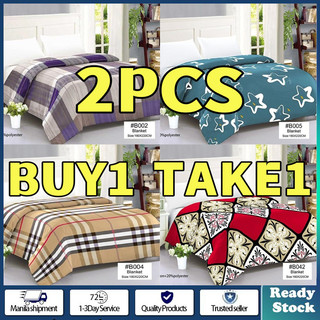 BUY1 TAKE1 Cotton Bed Blanket Cover Kumot Makapal Double Bedsheets Blanket For Bedroom Plain Cartoon